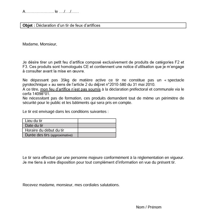 Autorisation feu d’artifice mairie