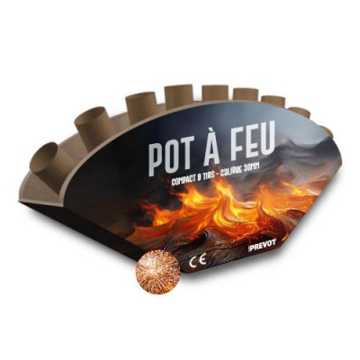 Jacques Prevot Artifices - compact 9 tirs 30 mm éventaillé bande pot à feu kamuro