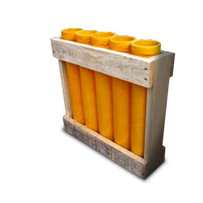 Jacques Prevot Artifices - Mortier d&#039;artifice en caisse de 5 tubes de 75mm.