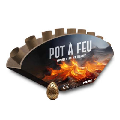 Jacques Prevot Artifices - bande 9 tirs 30mm éventaillé PAF et bombettes oeuf de dragon