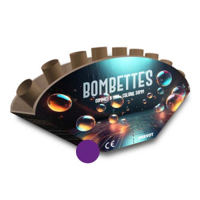 Jacques Prevot Artifices - bande 9 tirs 30mm éventaillé PAF et bombettes violettes