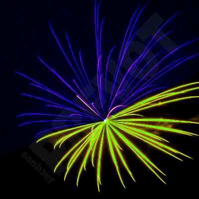 Jacques Prevot Artifices - bombe 100 mm moitié citron moitié bleu