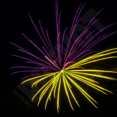 Jacques Prevot Artifices - bombe 100 mm moitié citron moitié violet