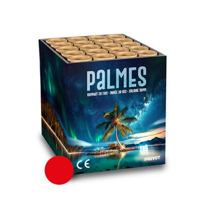 Jacques Prevot Artifices - compact 20 tirs 30 mm palmes rouge scintillant or