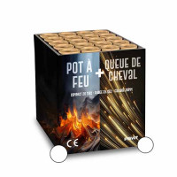Jacques Prevot Artifices - compact 20 tirs 30 mm pot à feu cli blanc et queue de cheval cli blanc