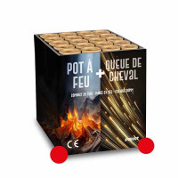 Jacques Prevot Artifices - compact 20 tirs 30 mm pot à feu rouge et queue de cheval pointes rouge