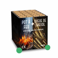 Jacques Prevot Artifices - compact 20 tirs 30 mm pot à feu vert et queue de cheval pointes vertes