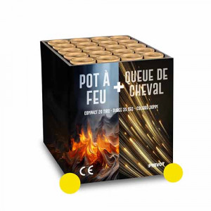 Jacques Prevot Artifices - compact 20 tirs 30 mm pot à feu citron et queue de cheval citron